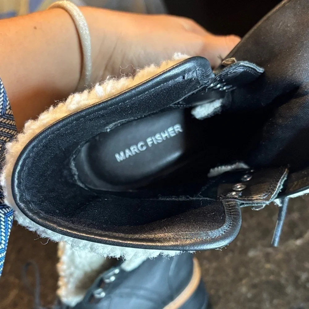 Marc Fisher Black and Cream Winter Boots